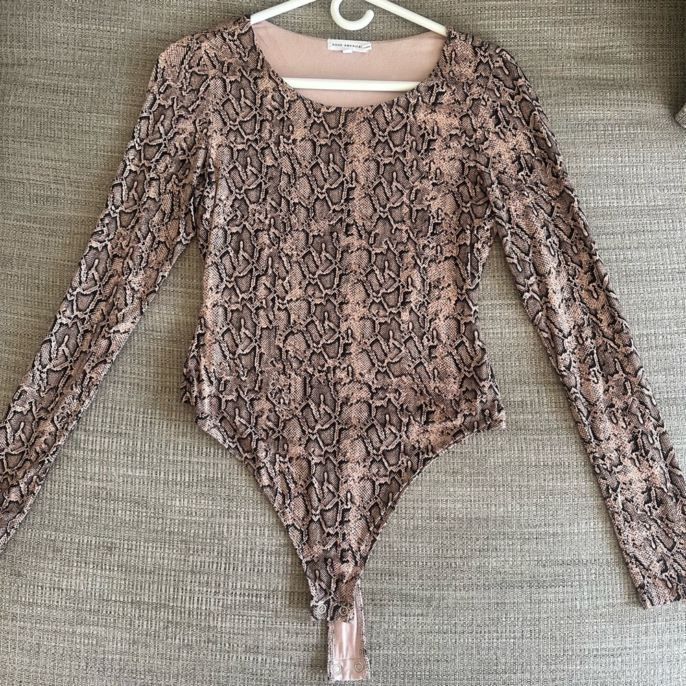 💯 Authentic Good American Snake Print Bodysuit Size 3